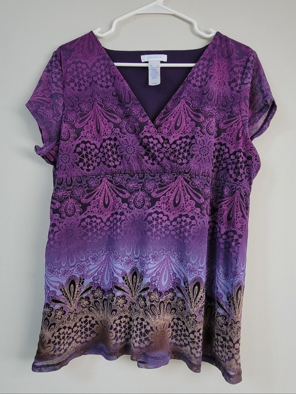 Lizwear Purple Babydoll Y2K Top Women Size XL Artsy Boho Whimsical